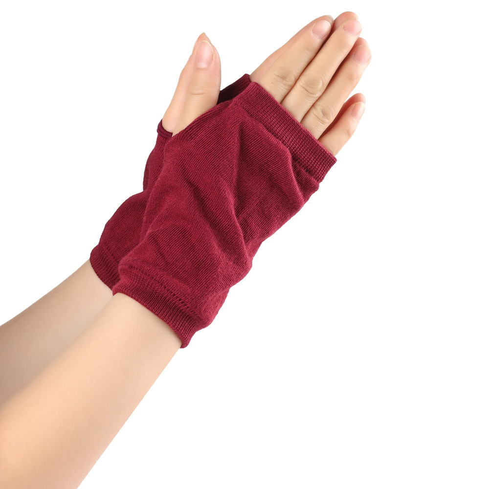 Mangas de muñeca abiertas a rayas para hombres y mujeres, tejido fino, guantes cortos de escritura para niños, color sólido, para hacer uno mismo_voghion.com