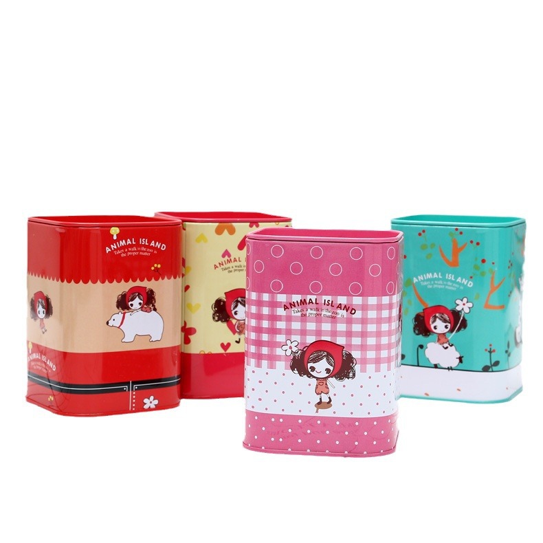 Fábrica creativa hojalata Piggy Bank chica de dibujos animados de moda cuadrado Piggy Bank cuadrado metal estaño en stock