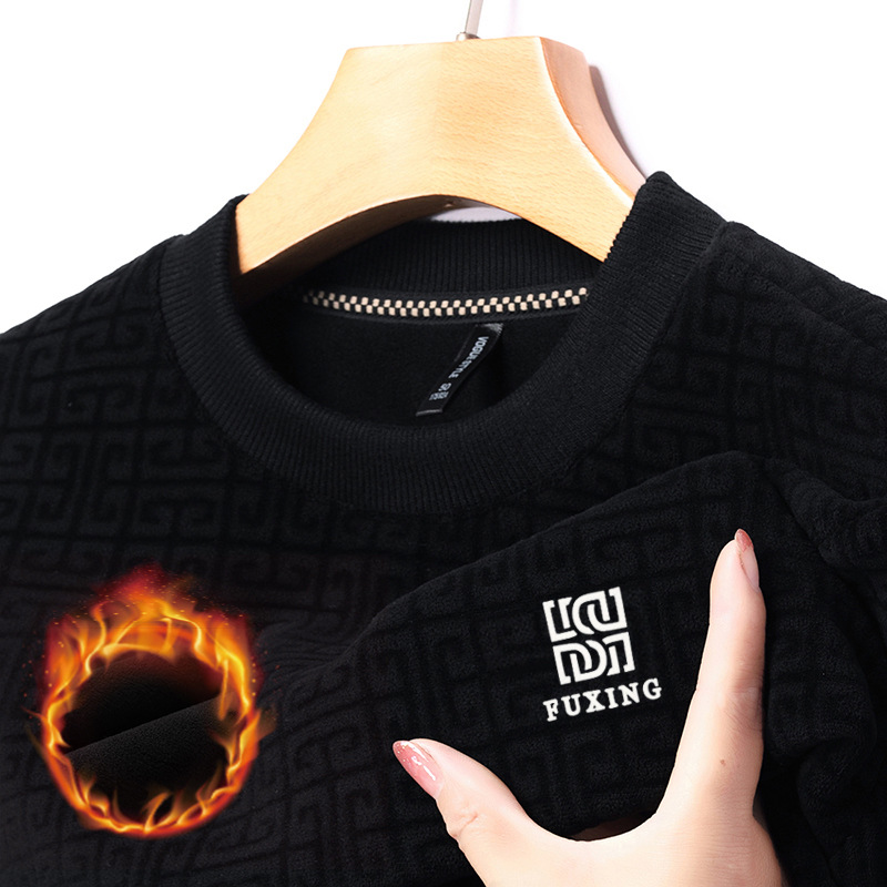 Tricot populaire velours épaissi pull pour hommes automne hiver nouveau Simple polyvalent à la mode fond pull pull hommes pull à capuche_voghion.com