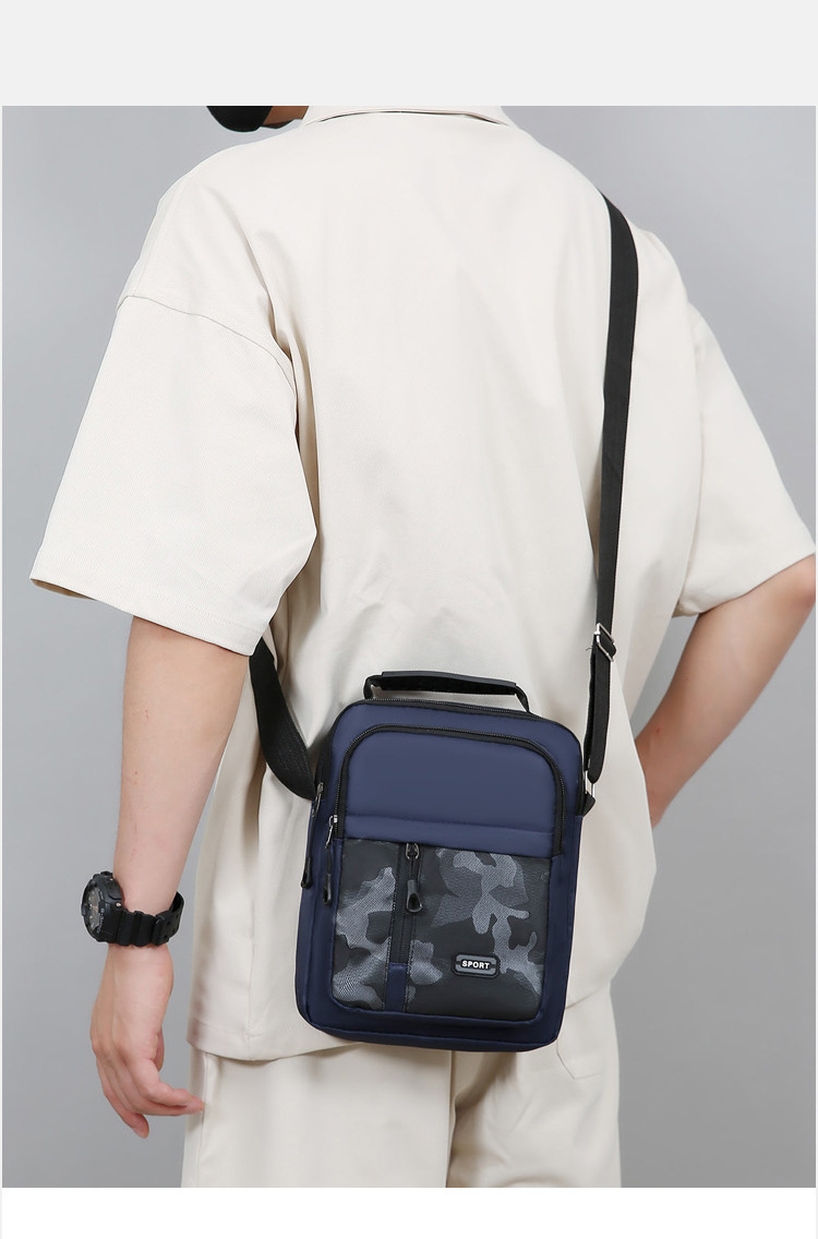 179g Weight Polyester Lining Material Sewing Thread Fashion Element Zipper Closure Type Sling Strap Strap Type Shoulder Bag Bags Type Casual Occasion Oxford Cloth Material Camouflage Pattern All Seasons Season Men's Gender Streetwear Style Square Shape Men's Camouflage Oxford Cloth Sewing Thread Zipper Shoulder Bag 4