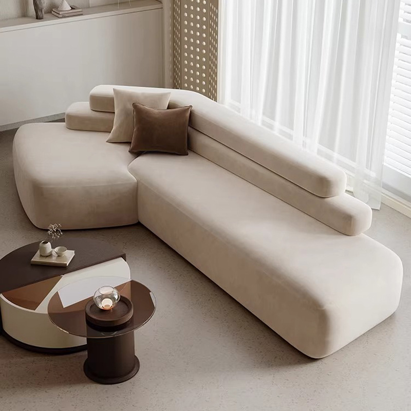Sofá de tela retrógrado francés, sala de estar creativa, gran casa, sofá de esquina de estilo especial diseñador de viento silencioso