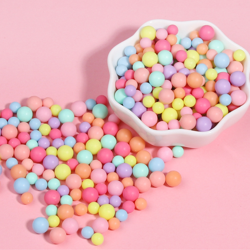 盒裝馬卡龍色無孔圓珠子糖果色磨砂泡泡散珠 diy奶油膠手機殼材料