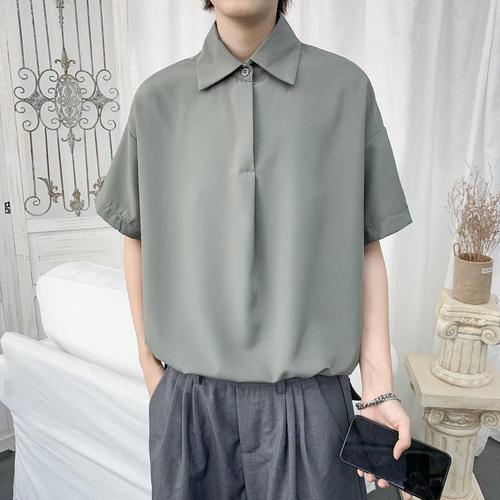 Korean trendy short-sleeve INS sleeveless shirt very divine, stylish men cool rebel-style shirts Hong Kong hairstyle stylist