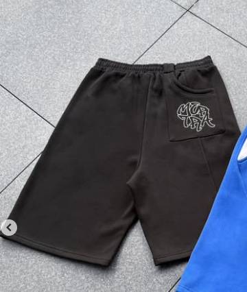 2025新型アメリカ街頭ヒップホップ刺繍五分衛ズボン男性潮牌ゆるい運動ニットパンツ|undefined