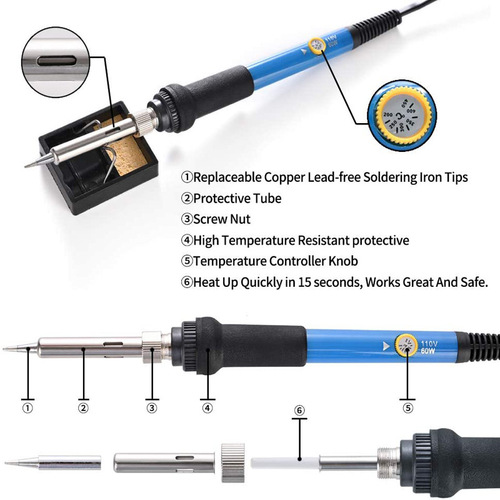 120-piece pyrography and engraving tool kit 60W adjustable constant temperature electric soldering iron with color pen number and letter printing template