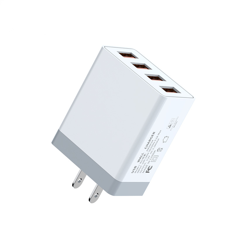 US 3.1a cabezal de carga cargador de cuatro puertos adaptador de corriente de teléfono móvil universal de múltiples puertos 4usb cabezal de carga rápida estándar estadounidense