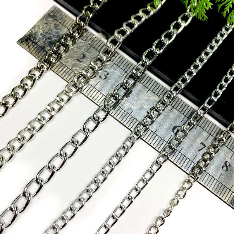 Handmade DIY jewelry material extended chain tassel thin chain twisted chain flat chain key ring jewelry hanging chain silver