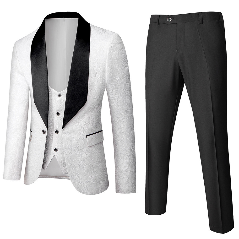 New Business Leisure for Men's Wedding and Groom Dress Hall Suit Three piece Set 3D_vogarts.com