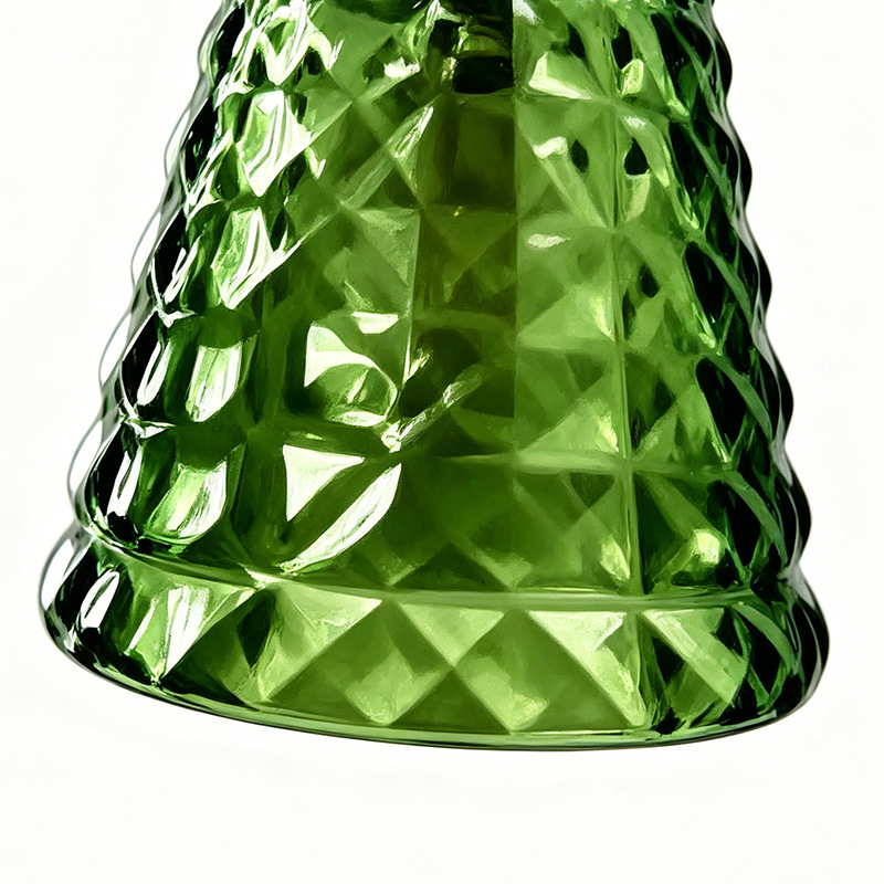 Retro vidrio verde diamante lámpara de cera fundida base de madera lámpara de vela fundida sin humo dormitorio aroma atmósfera lámpara de escritorio al por mayor