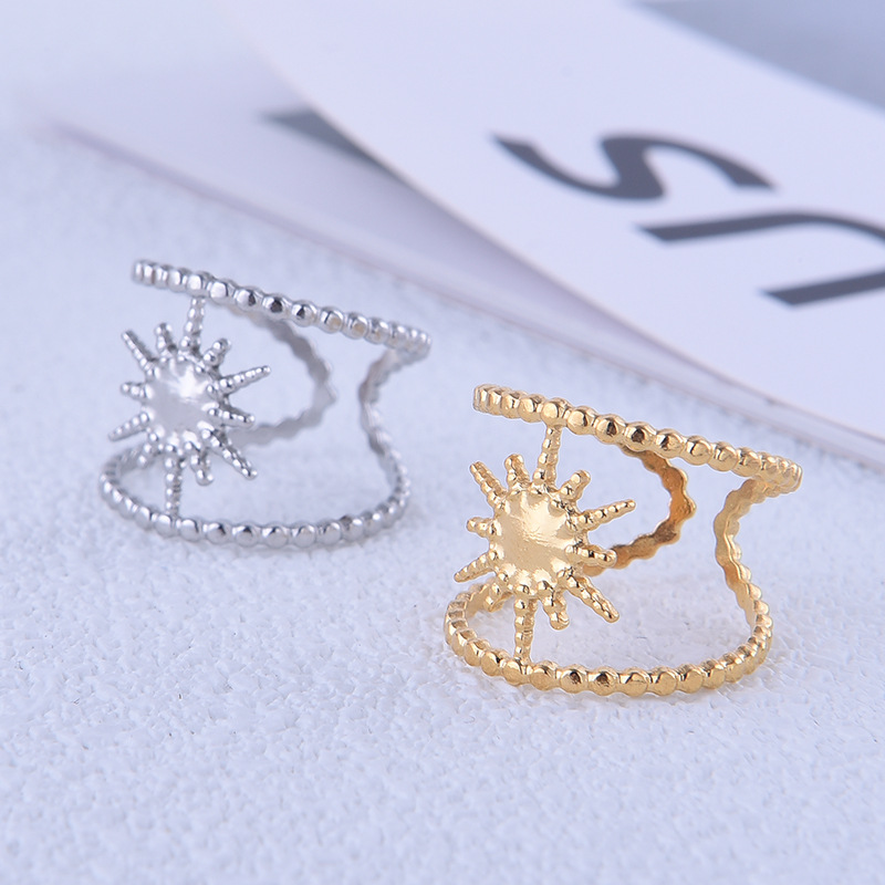 Fashion Sun Titanium Steel Plating Open Ring 1 Piece