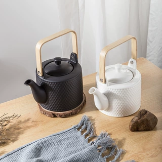 定制茶壶陶瓷茶具礼品装创意浮雕纹理凉水壶加印LOGO日式茶杯套装