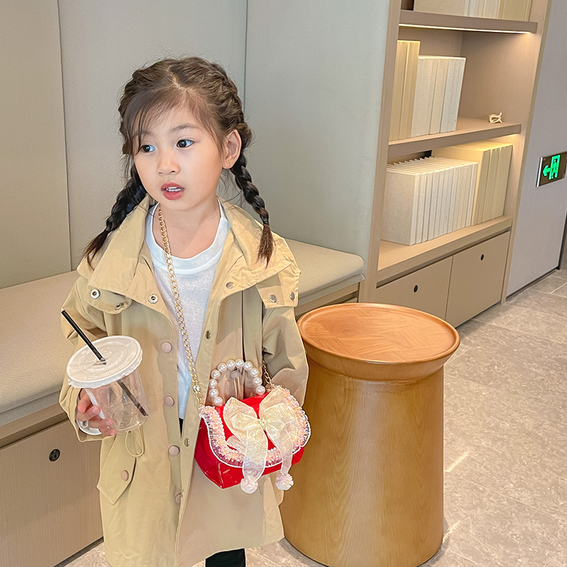Estilo coreano de los niños bolsa de moda princesa arco bolso de estilo occidental chica estilo Chanel cadena mensajero bolsa de hombro
