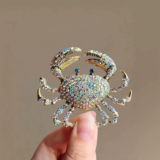 Exaggerated strass krab broche voor dames dierenspeld van legering_voghion.com