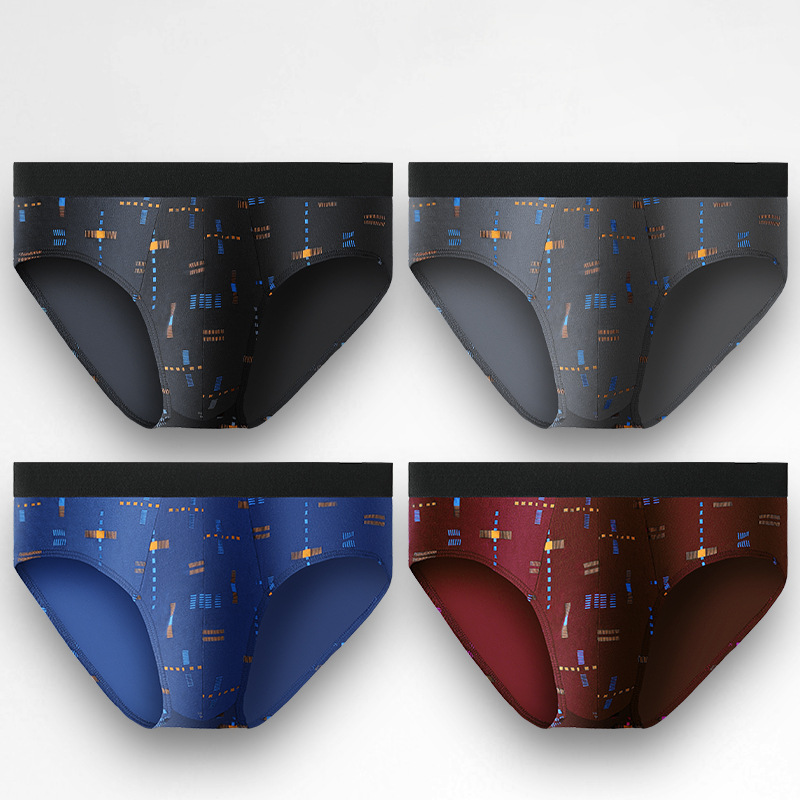 Men's Cotton Underwear Men's Summer Sports Breathable Briefs Men's Fashionable Printed Cotton plus size Underpants Thin