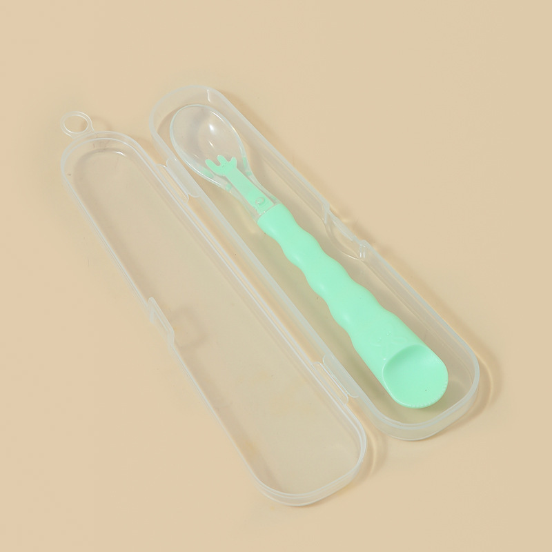 Baby Supplies Fruit Scraper Feeding Double-Headed Mud Scraper Baby Spoon Silicone Soft Spoon Single Pack with Storage Box