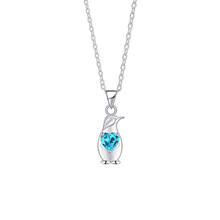 原创设计爱心企鹅项链女轻奢时尚通勤不锈钢锁骨链2024年新款礼物