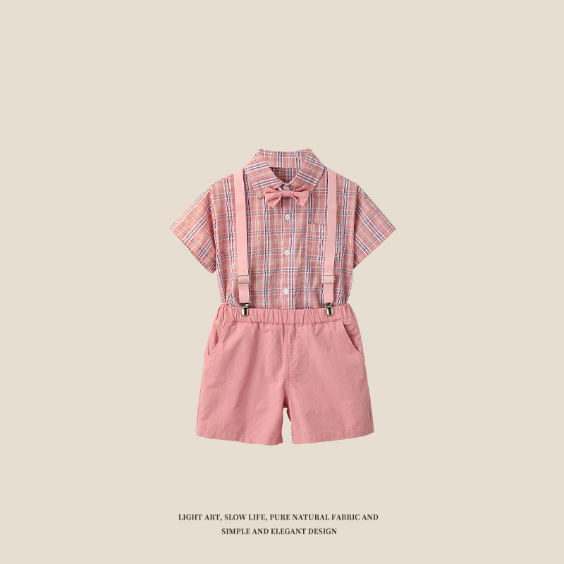 Boys' Suit Host Outfit Stylish Overalls Set Summer Flower Boy Formal Wear Piano Performance Outfit Baby First Birthday Outfit