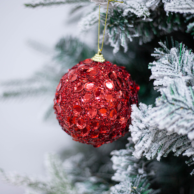Árbol de Navidad rojo colgante bola Navidad fiesta 10cm espuma Navidad bola lentejuelas decoración del hogar colgante adornos