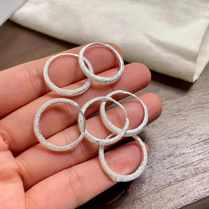 Pendientes Mescal de plata de ley s925 de la serie Galaxy con forma de círculo y arena brillante para mujer, pendientes vintage brillantes y joyería de aros para las orejas.