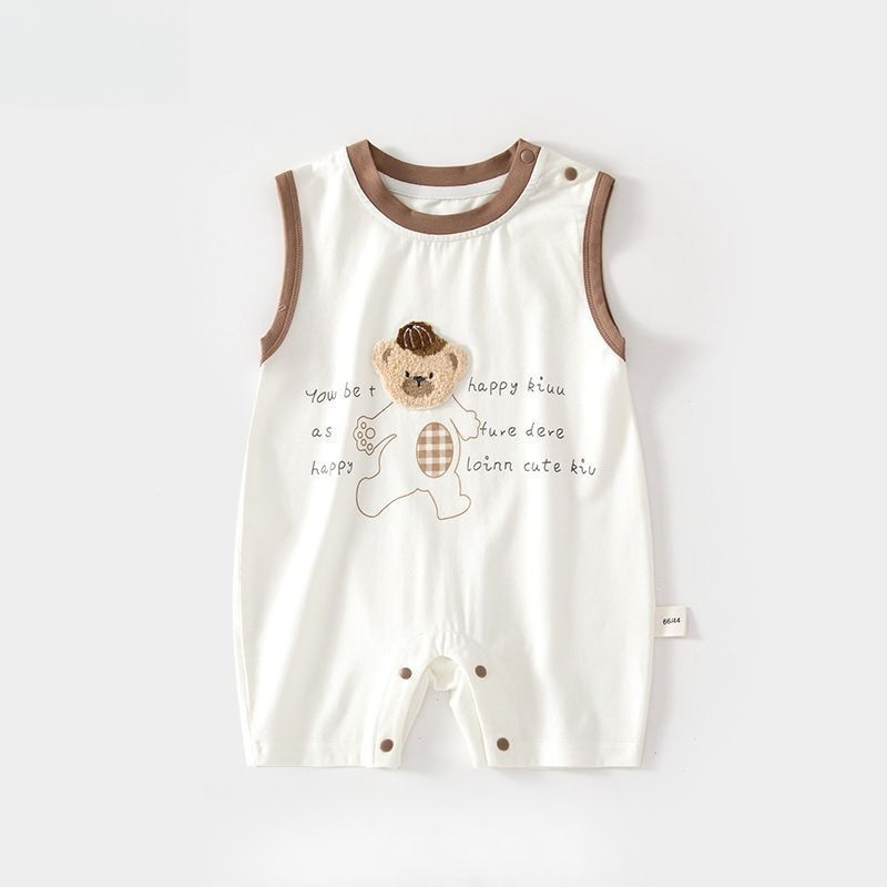 Baby Summer Modal Sleeveless Romper Newborn Seamless Jumpsuit Air-Conditioned Clothing Infant Toddler Crawling Suit