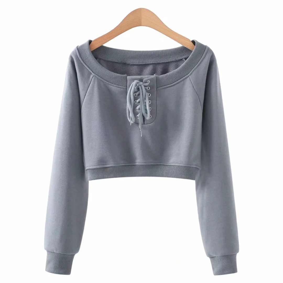 spring new style drawstring one-shoulder sweatshirt NSHS29385