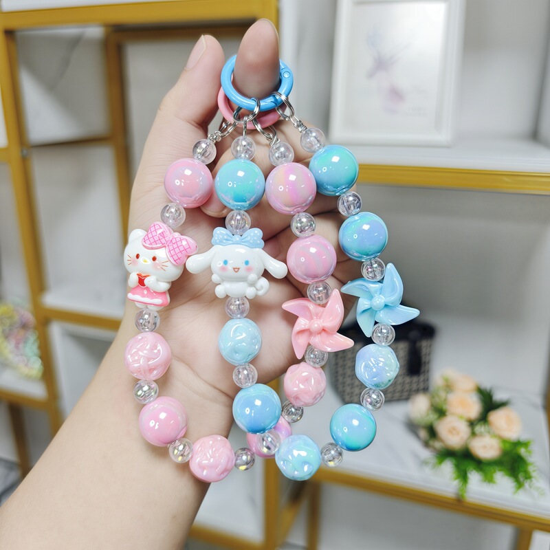 Creative Windmill Sanrio Doll Beaded Wristband Cute Phone Chain Keychain Pendant Gift Wholesale Creative Windmill Sanrio Doll Beaded Wristband Cute Phone Chain Keychain Pendant Gift Wholesale