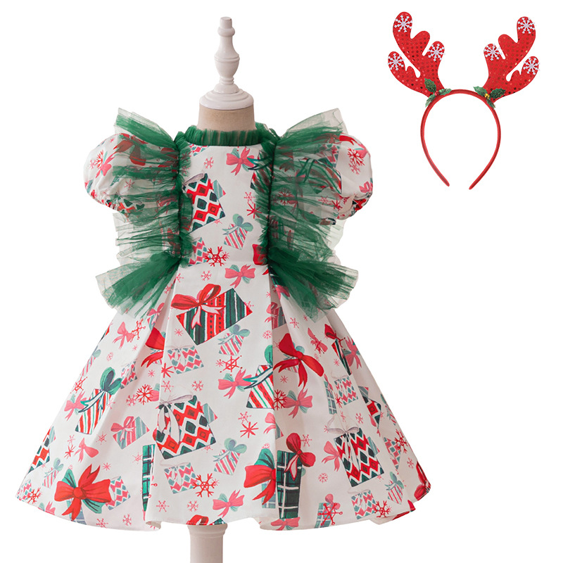 Vestido de niña Santa nevera vestido vestido de niños vestido de princesa de dibujos animados vestido de navidad cos show