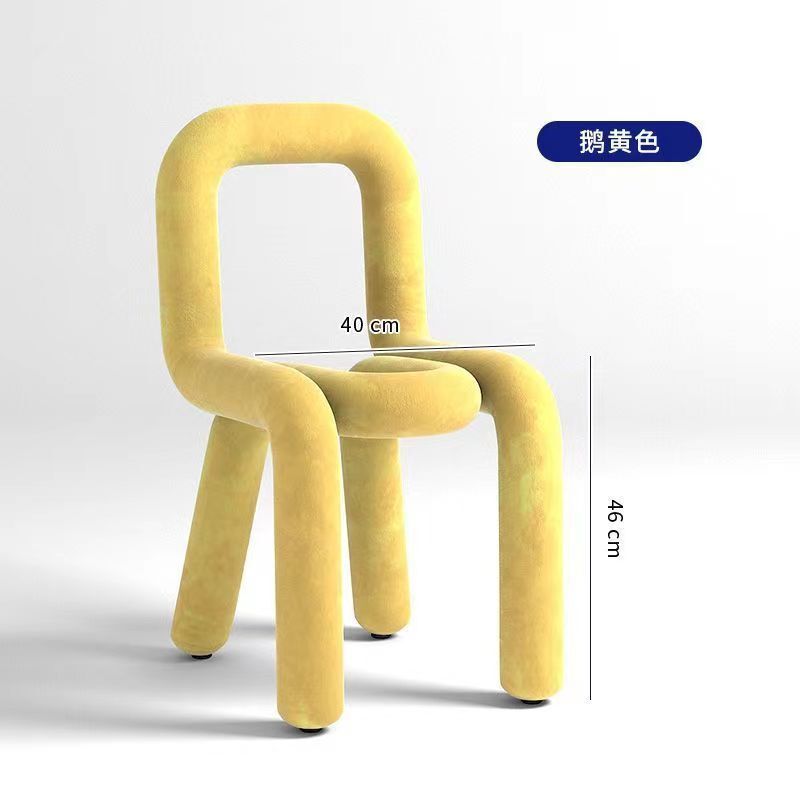 创意弯管设计网红化妆凳子个性休闲异形椅服装店设计师简约餐椅|undefined