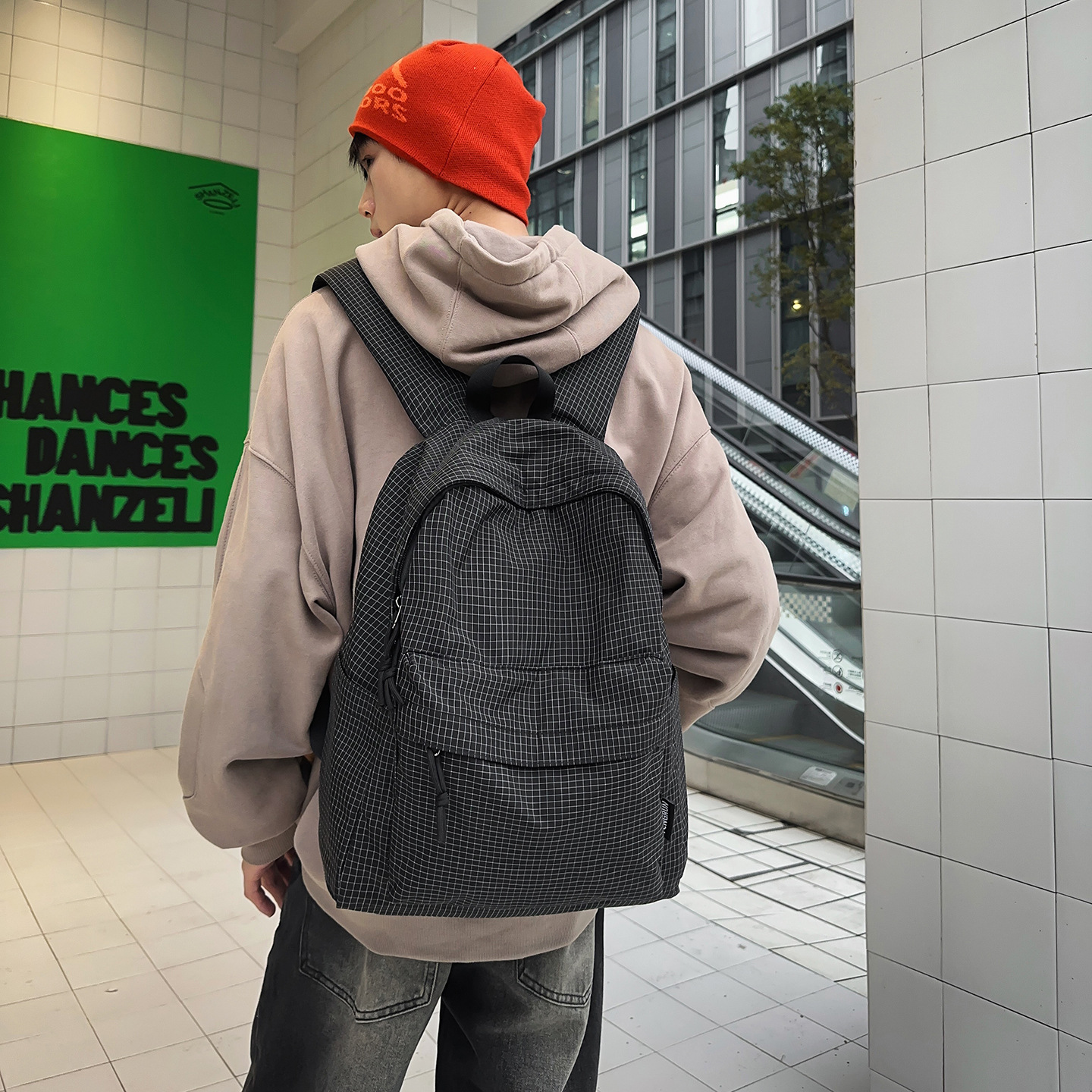 2025 New Lightweight Plaid Backpack for Men and Women, Simple Commuter School Bag, Large Capacity, Lightweight Travel Backpack