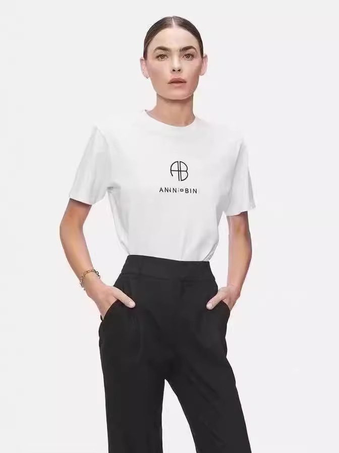 現物 ~ 24新型大衆デザインabアルファベットプリントtシャツシンプル純綿丸襟ゆるい半袖純綿上着