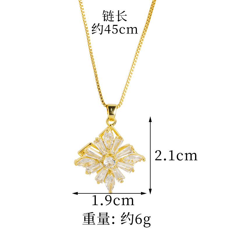 Nuevo oro de arena collar de flores de molino de viento geométrico mujer lujo ligero viento frío nicho joyería anillo fuente al por mayor