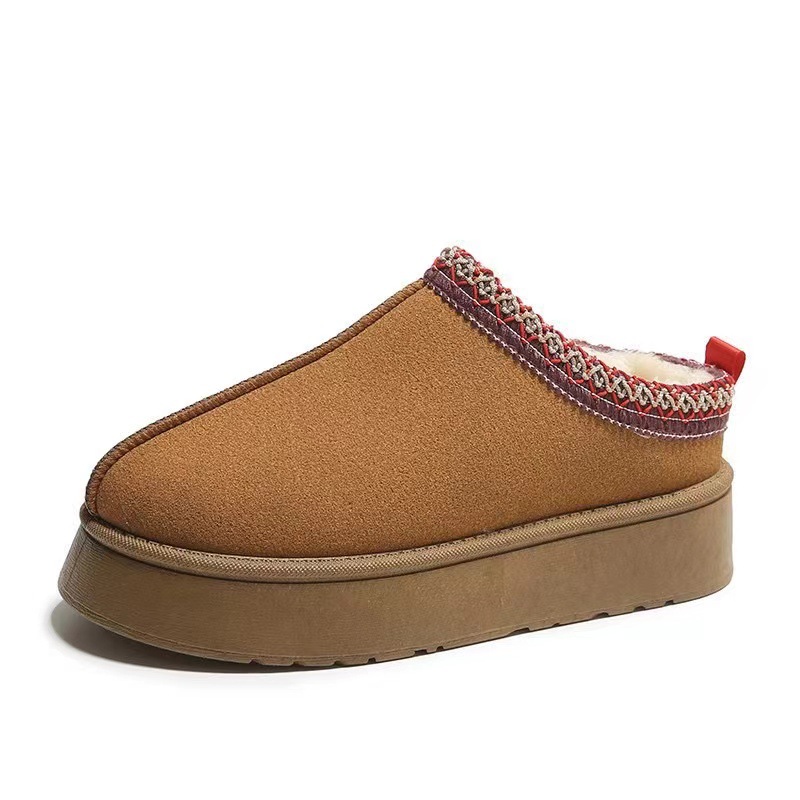 Zapatos de nieve de mujeres europeas y estadounidenses, zapatos de invierno de mujeres, zapatillas de muffin, zapatos de algodón caliente de suela gruesa, zapatos de algodón de mujer