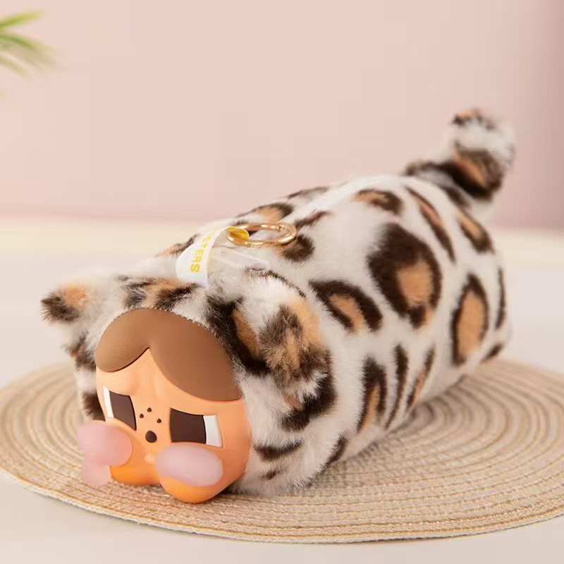 新品跨境豹豹猫脑袋搪胶毛绒笔袋哭娃毛绒公仔包包哭娃公仔挂件|undefined
