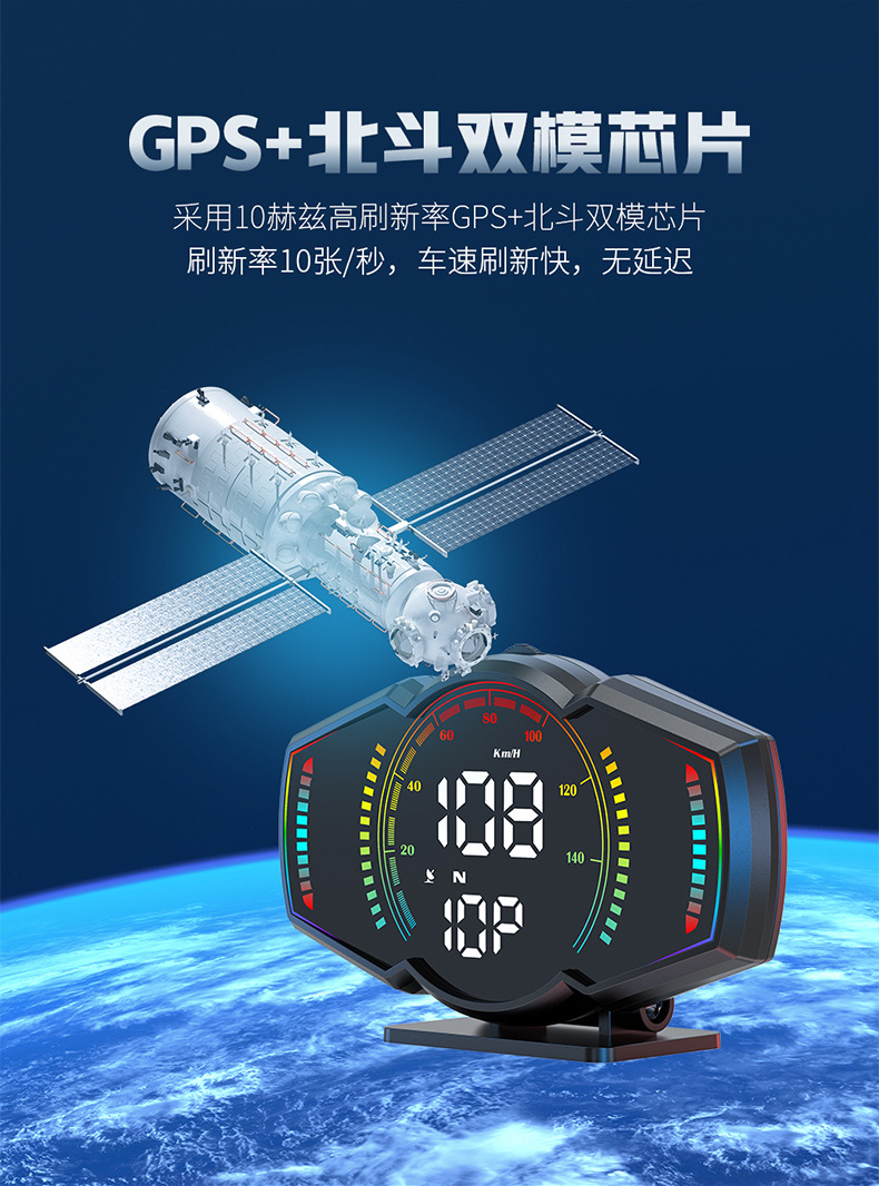Car HUD Head-Up Display GPS Speed Time Slope Meter G18