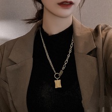 钛钢新款嘻哈项链女潮男女搭配街舞欧美情侣小众设计ins毛衣链潮