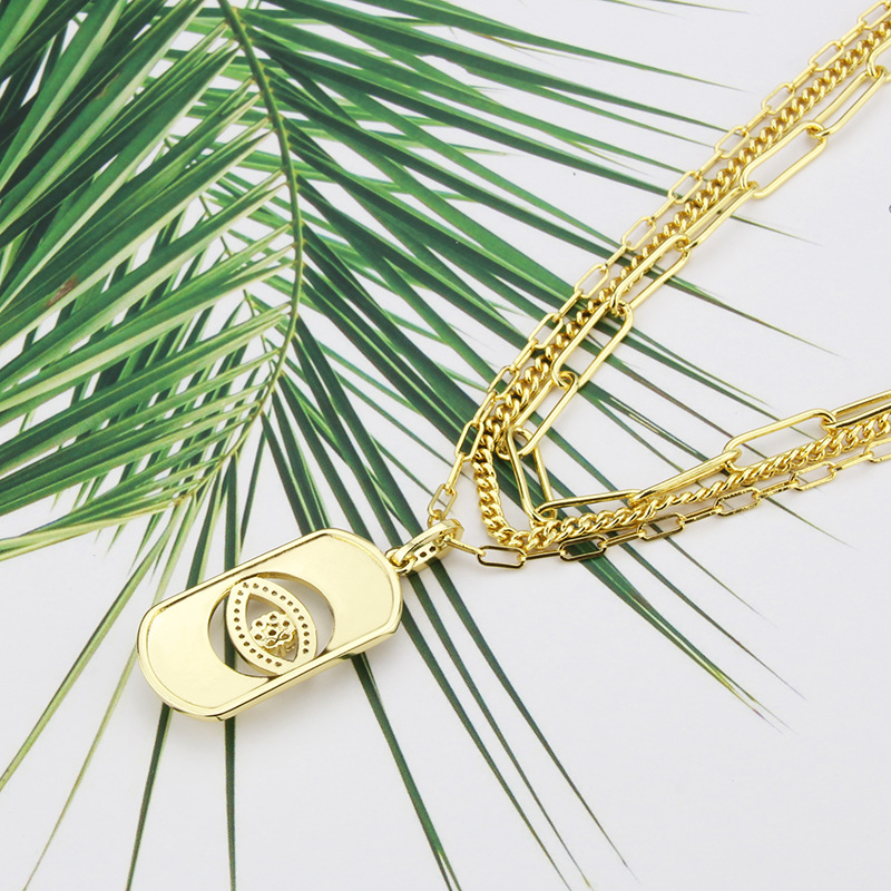 INS Cross-Border E-Commerce New Gold-Plated Eye Necklace Factory Direct Supply Spot Double Chain Fas