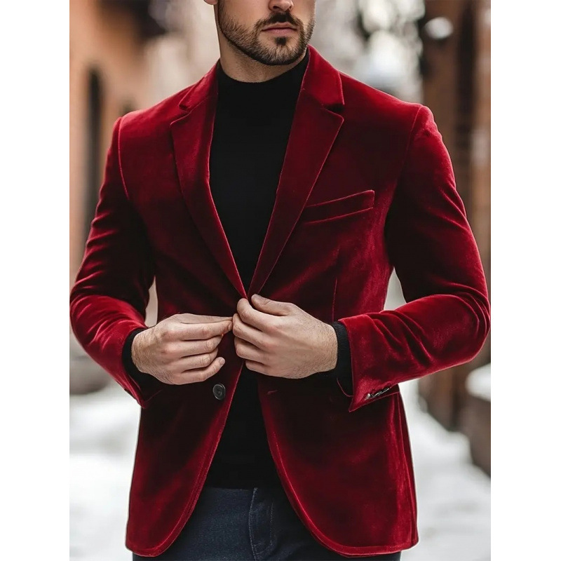 2026 New Foreign Trade Men's Velvet Suit Jacket for Banquets, Weddings, and Formal Wear on Amazon