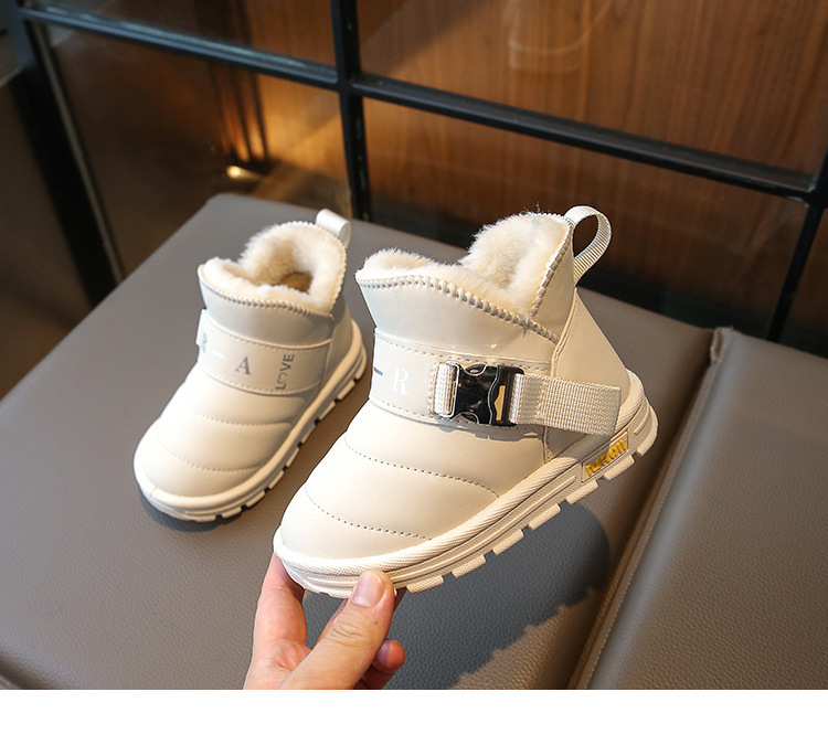 New winter cotton shoes with wool thickening boys fur one children's cotton boots waterproof_voghion.com