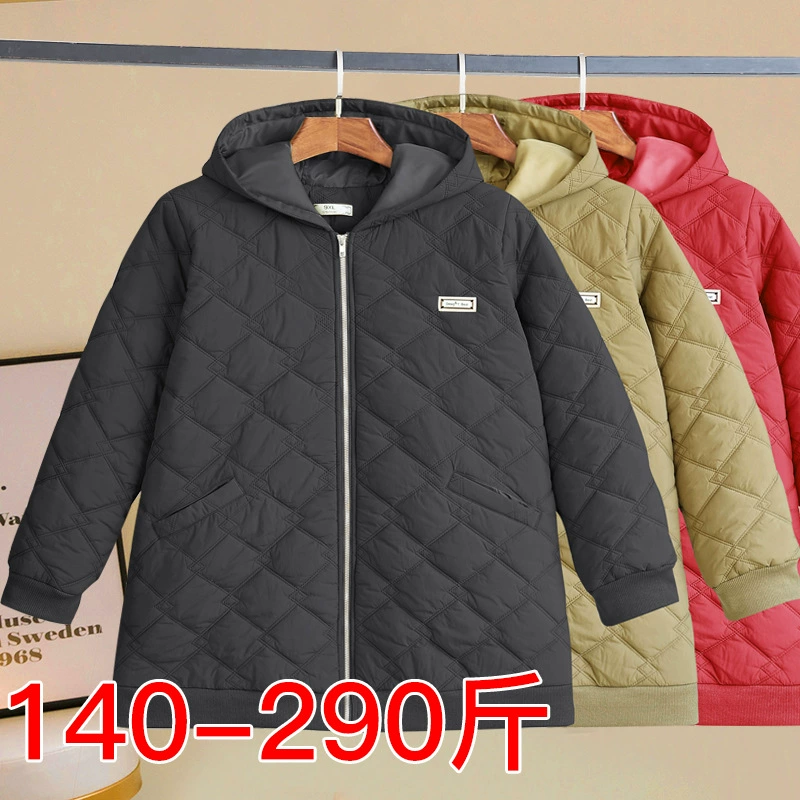 Женская зимняя теплая куртка из плотного хлопка больших размеров, свободного кроя, средней длины, модель 23217T