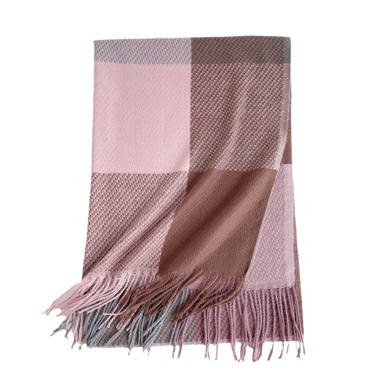 2023 nuevo chal de invierno versátil bufanda de borla gruesa Arco Iris a cuadros elegante simple bufanda de Cachemira