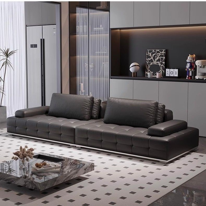 Lawrence Genuine Leather Sofa Top Layer Cowhide Italian Minimalist High-End Luxury Large Flat Full Leather Sofa