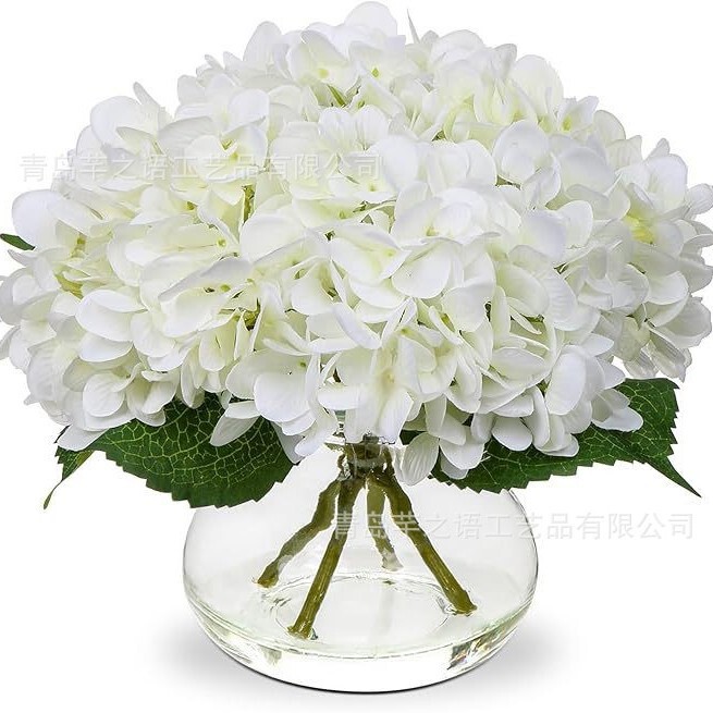 Hydrangea Artificial Flower Glass Bottle Set Finished Product Delivery Artificial Flower Artificiary Flower Wedding Decoration Hydrangea Artificial Flower Glass Bottle Set Finished Product Delivery Artificial Flower Artificiary Flower Wedding Decoration