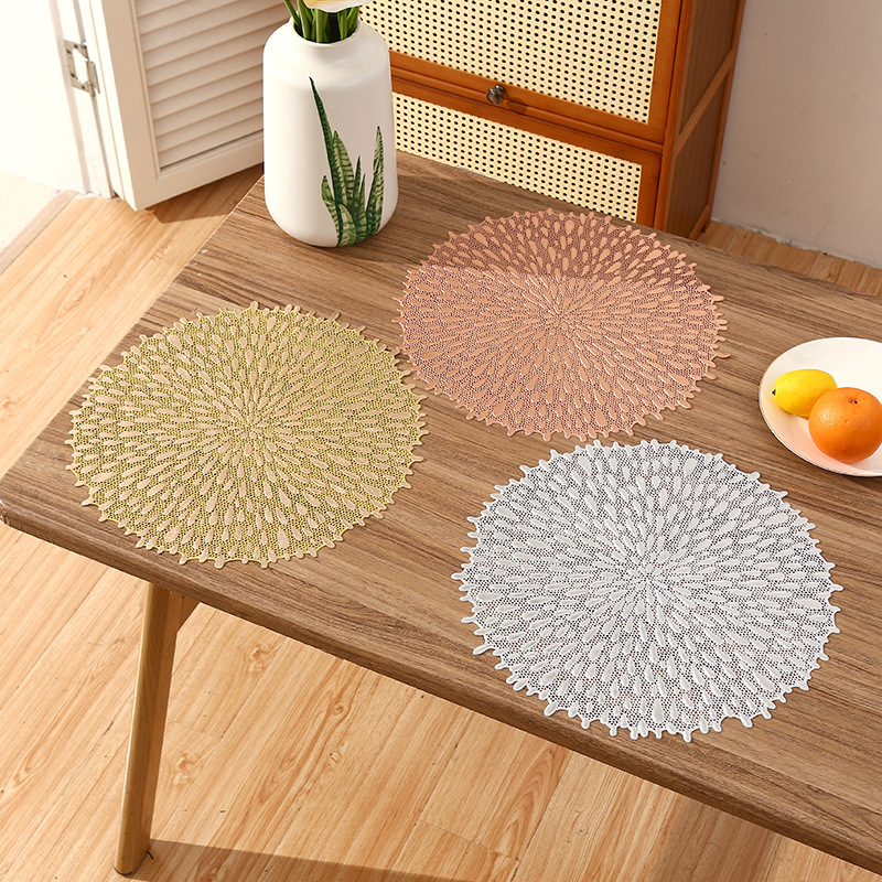 Transfronterizos franceses circular PVC almohadilla de café de gota creativa almohadilla de aislamiento térmico almohadilla de aislamiento térmico de restaurante de lujo ligero