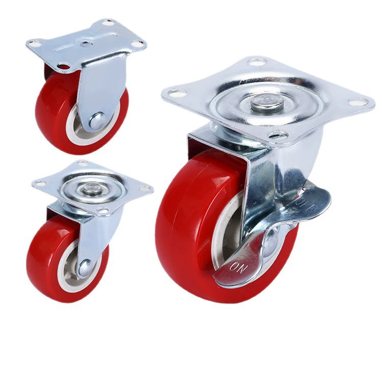 Прямые продажи с фабрики, красное колесо, черное колесо 1/1,5/2/ 2.5/3inch бесшумное направленное универсальное колесо с тормозным колесом оптом