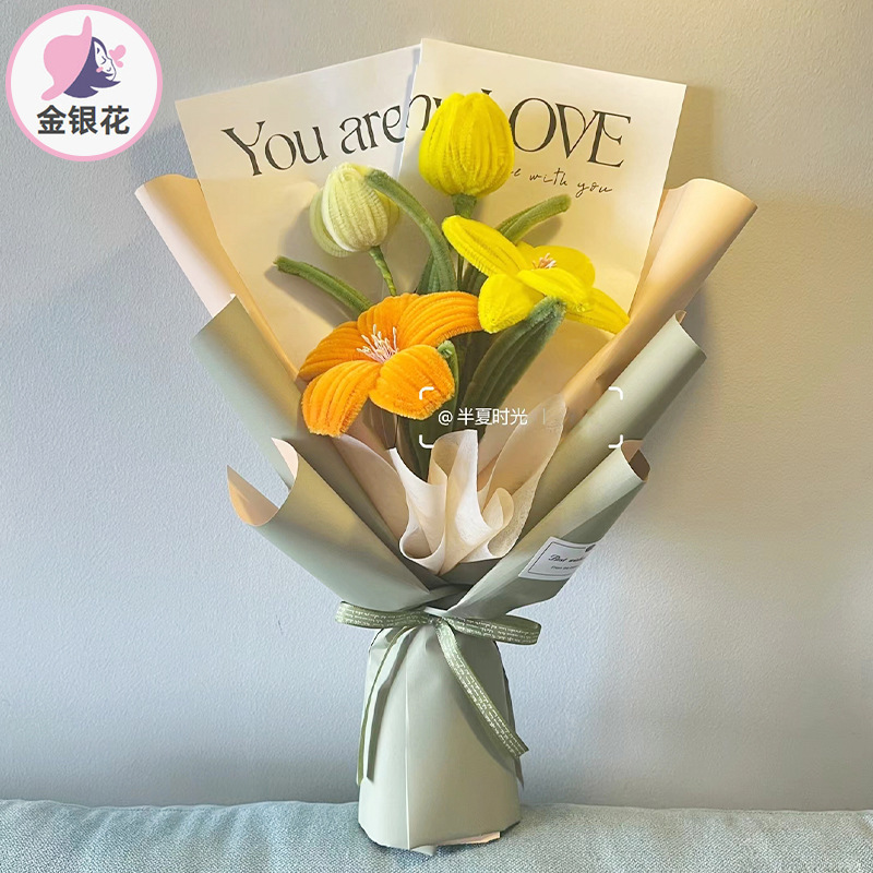ツイストスティックの花束の材料はツイストスティックの教師の日の祝日のプレゼントの花のシミュレーション花を包みます。|undefined