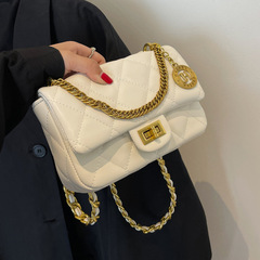 包包女2024夏季新款潮韓版單肩斜挎包簡約時尚洋氣菱格鏈條小方包