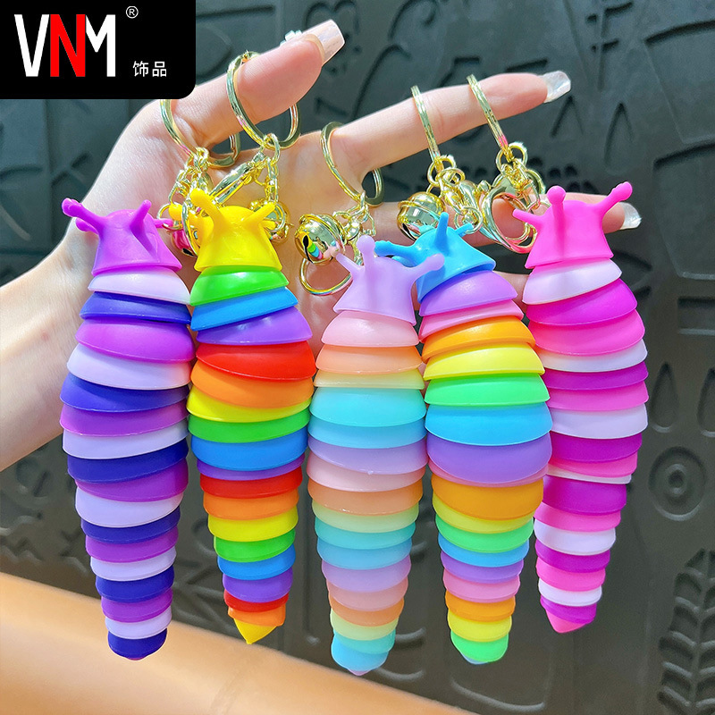 Fingertip Snail Slug Bag Toy Decompression Caterpillar Keychain Creative Car Color Small Pendant Keychain