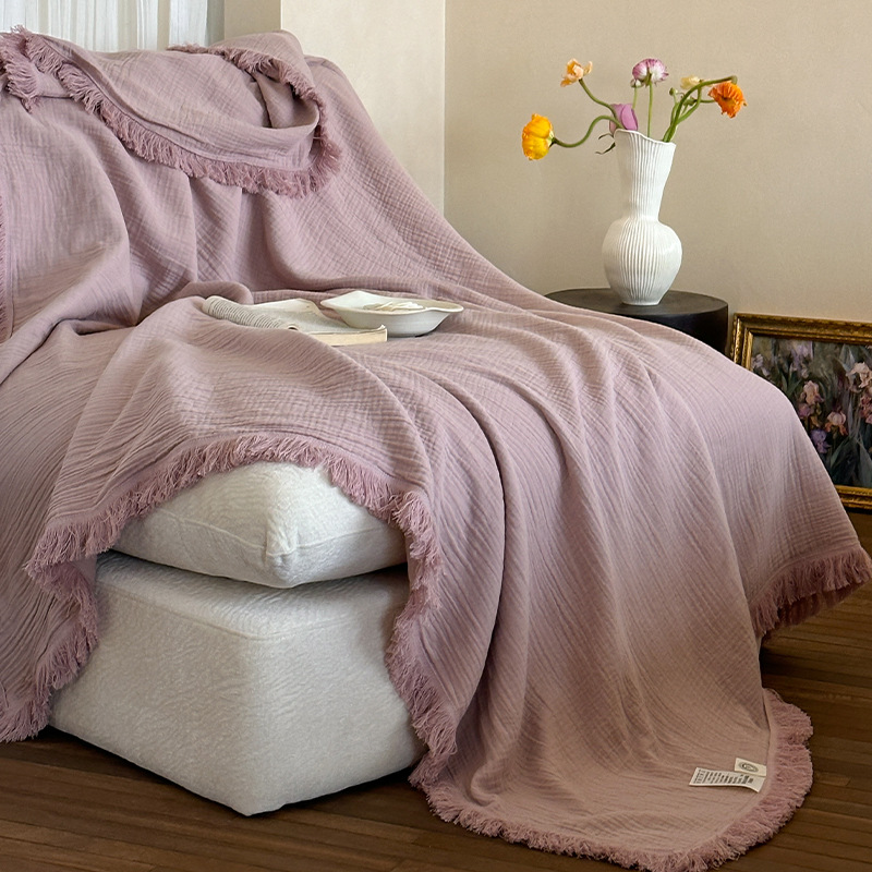 Mantón de gasa de cuatro capas de algodón, manta para sofá, manta para oficina de alta calidad, manta decorativa para siesta, sala de estar retro