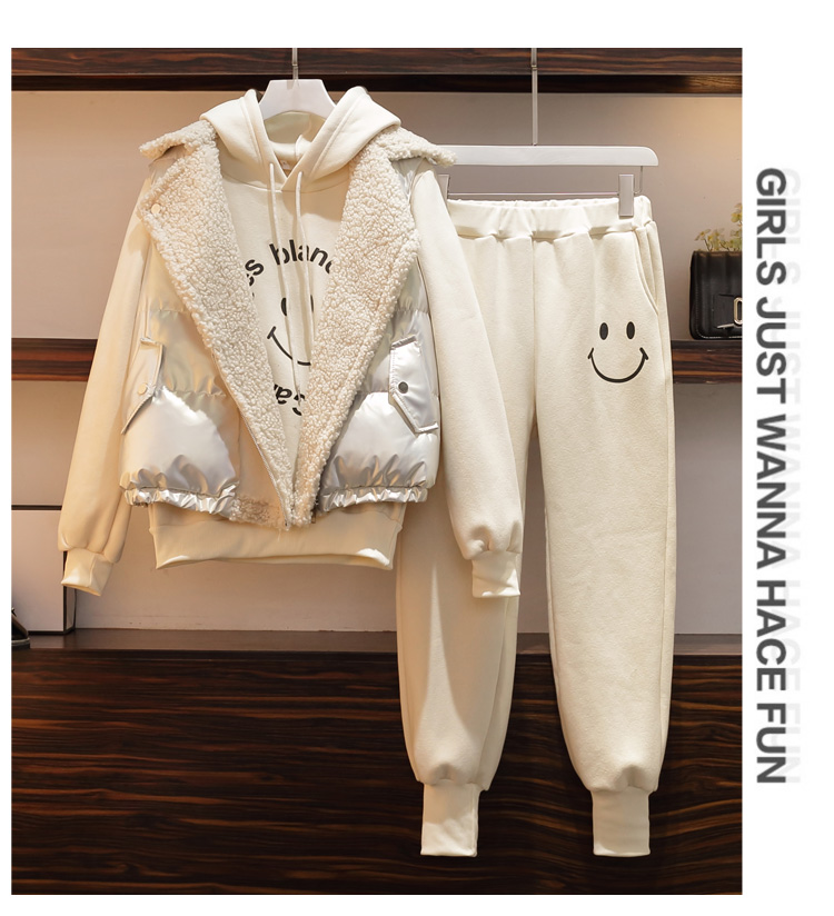 Damenbekleidung Herbst und Winter neue verdickte Samtpullover-Anzugweste Freizeitsportmode dreiteiliger Anzug_voghion.com