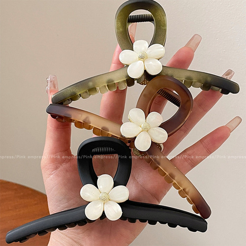 Fashionable flower grabber female large size Korean high-end hairpin hair clip temperament back head hair shark clip